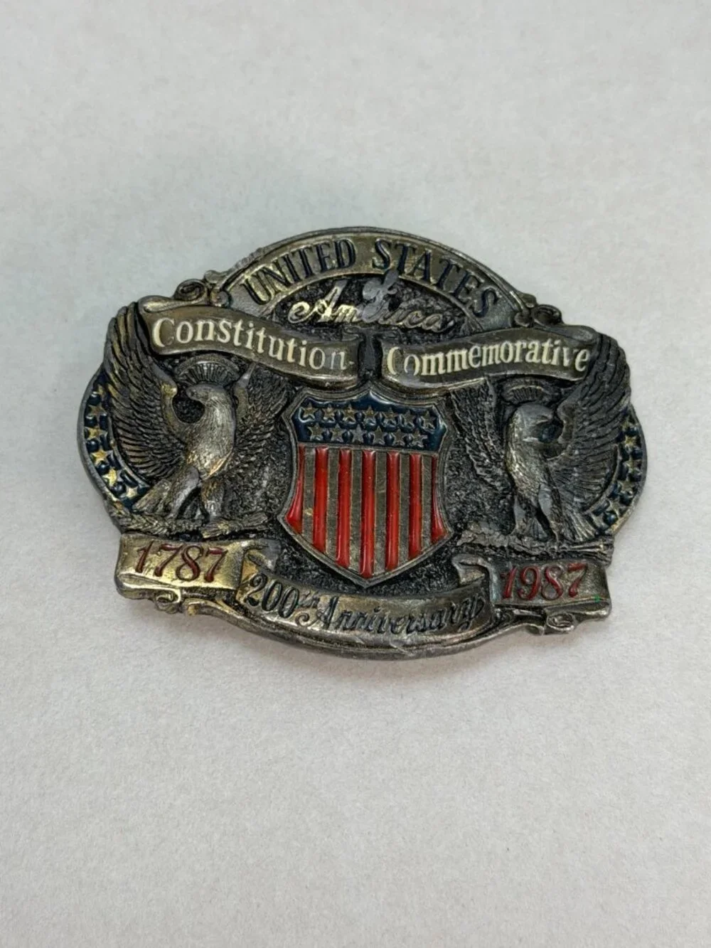 1987 US Constitution Bicentennial Belt Buckle Limited Edition Heritage USA